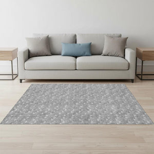 HomeRoots 5' X 8' Gray And Ivory Geometric Washable Area Rug - Durable, Stain Resistant, UV Protected Design 647088