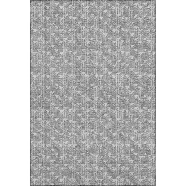 HomeRoots 5' X 8' Gray And Ivory Geometric Washable Area Rug - Durable, Stain Resistant, UV Protected Design 647088