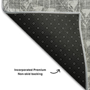 HomeRoots 5' X 8' Gray And Ivory Geometric Washable Area Rug - Durable, Stain Resistant, UV Protected Design 647088