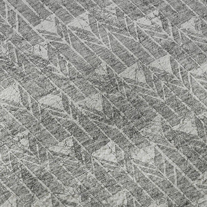 HomeRoots 8' Gray And Ivory Geometric Round Rug – Washable, UV Protected, Stain Resistant, Perfect for Modern Spaces 647089