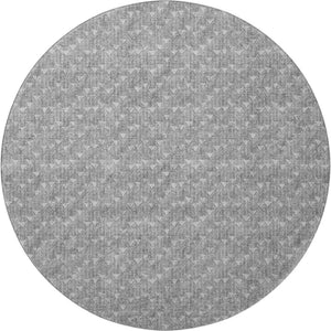 HomeRoots 8' Gray And Ivory Geometric Round Rug – Washable, UV Protected, Stain Resistant, Perfect for Modern Spaces 647089