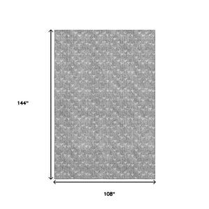 HomeRoots 9' X 12' Gray and Ivory Geometric Area Rug - Washable, UV Protected, Durable for Indoor & Outdoor Use 647091