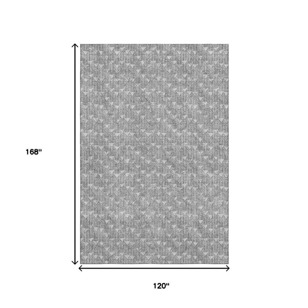HomeRoots 10' Gray and Ivory Geometric Washable Area Rug - UV Protected, Durable, Easy-Clean, Stylish Design 647092