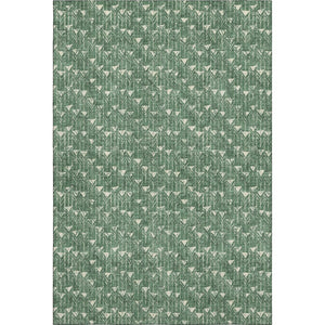 HomeRoots 5' X 8' Green and Ivory Geometric Area Rug – Washable, Stain Resistant, UV Protected for Busy Homes! 647094