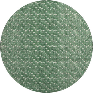 HomeRoots 8' Green and Ivory Geometric Round Rug - Washable, UV Protected, Durable for Indoor and Outdoor Use 647095