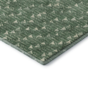 HomeRoots 9' X 12' Stylish Green & Ivory Geometric Area Rug - Washable, UV Protected, Stain Resistant Comfort 647097