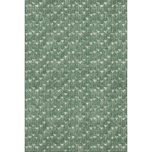 HomeRoots 9' X 12' Stylish Green & Ivory Geometric Area Rug - Washable, UV Protected, Stain Resistant Comfort 647097