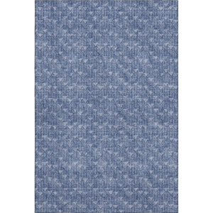 HomeRoots 5' X 8' Navy Blue & Ivory Geometric Area Rug - Washable, UV Protected, Stain Resistant, Durable Design 647100
