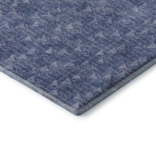 HomeRoots 5' X 8' Navy Blue & Ivory Geometric Area Rug - Washable, UV Protected, Stain Resistant, Durable Design 647100