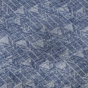 HomeRoots 5' X 8' Navy Blue & Ivory Geometric Area Rug - Washable, UV Protected, Stain Resistant, Durable Design 647100