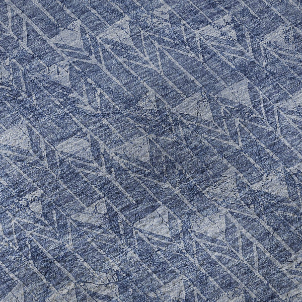 HomeRoots 5' X 8' Navy Blue & Ivory Geometric Area Rug - Washable, UV Protected, Stain Resistant, Durable Design 647100