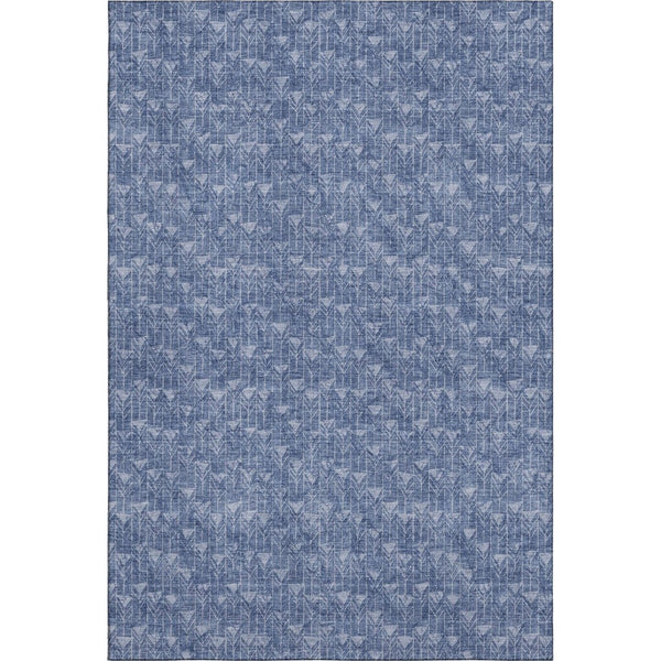 HomeRoots 8' X 10' Navy Blue & Ivory Geometric Area Rug - Washable, UV-Protected, Durable Style for Homes 647102
