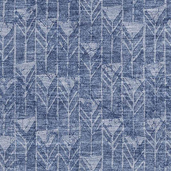 HomeRoots 8' X 10' Navy Blue & Ivory Geometric Area Rug - Washable, UV-Protected, Durable Style for Homes 647102