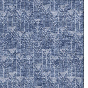 HomeRoots 8' X 10' Navy Blue & Ivory Geometric Area Rug - Washable, UV-Protected, Durable Style for Homes 647102