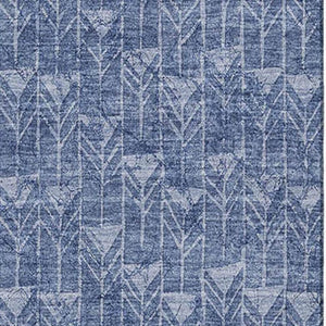 HomeRoots 9' X 12' Navy Blue And Ivory Geometric Area Rug - Washable, UV-Protected, Perfect for Busy Homes! 647103
