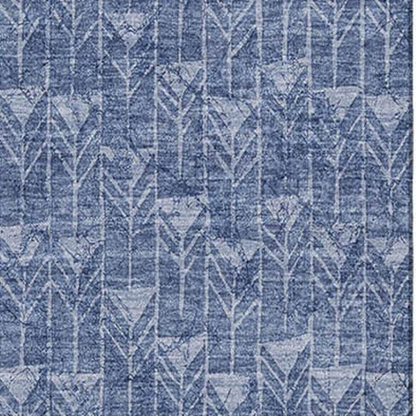HomeRoots 9' X 12' Navy Blue And Ivory Geometric Area Rug - Washable, UV-Protected, Perfect for Busy Homes! 647103