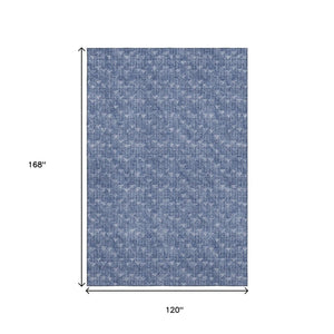 HomeRoots 10' Navy Blue and Ivory Geometric Area Rug – Washable, Stain-Resistant, UV Protected for Busy Homes 647104