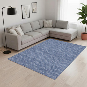 HomeRoots 10' Navy Blue and Ivory Geometric Area Rug – Washable, Stain-Resistant, UV Protected for Busy Homes 647104