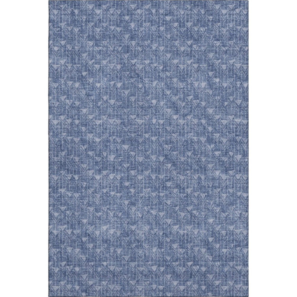 HomeRoots 10' Navy Blue and Ivory Geometric Area Rug – Washable, Stain-Resistant, UV Protected for Busy Homes 647104