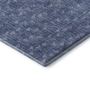 HomeRoots 10' Navy Blue and Ivory Geometric Area Rug – Washable, Stain-Resistant, UV Protected for Busy Homes 647104