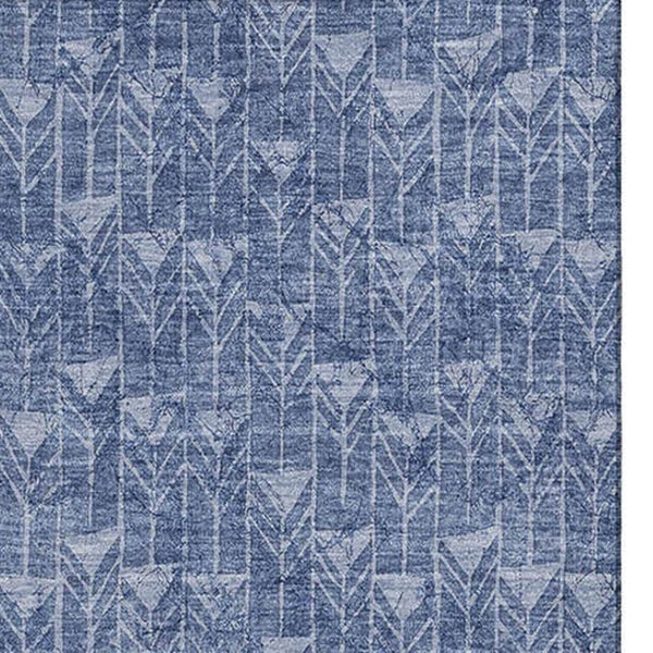 HomeRoots 10' Navy Blue and Ivory Geometric Area Rug – Washable, Stain-Resistant, UV Protected for Busy Homes 647104