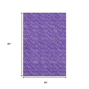 HomeRoots 5' X 8' Stylish Purple and Ivory Geometric Area Rug with UV Protection – Washable & Durable Design! 647106