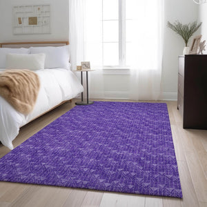 HomeRoots 5' X 8' Stylish Purple and Ivory Geometric Area Rug with UV Protection – Washable & Durable Design! 647106