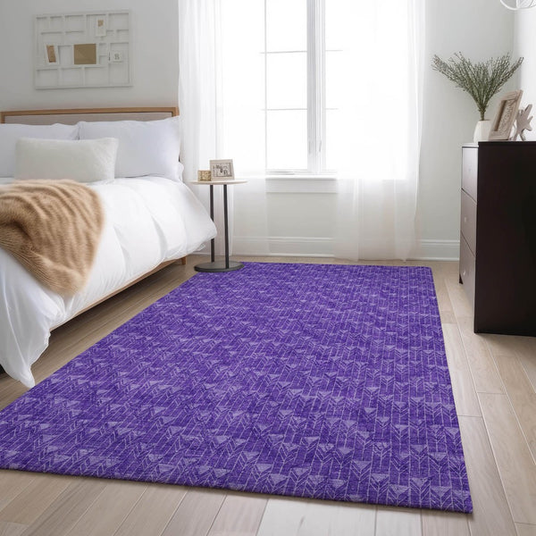 HomeRoots 5' X 8' Stylish Purple and Ivory Geometric Area Rug with UV Protection – Washable & Durable Design! 647106