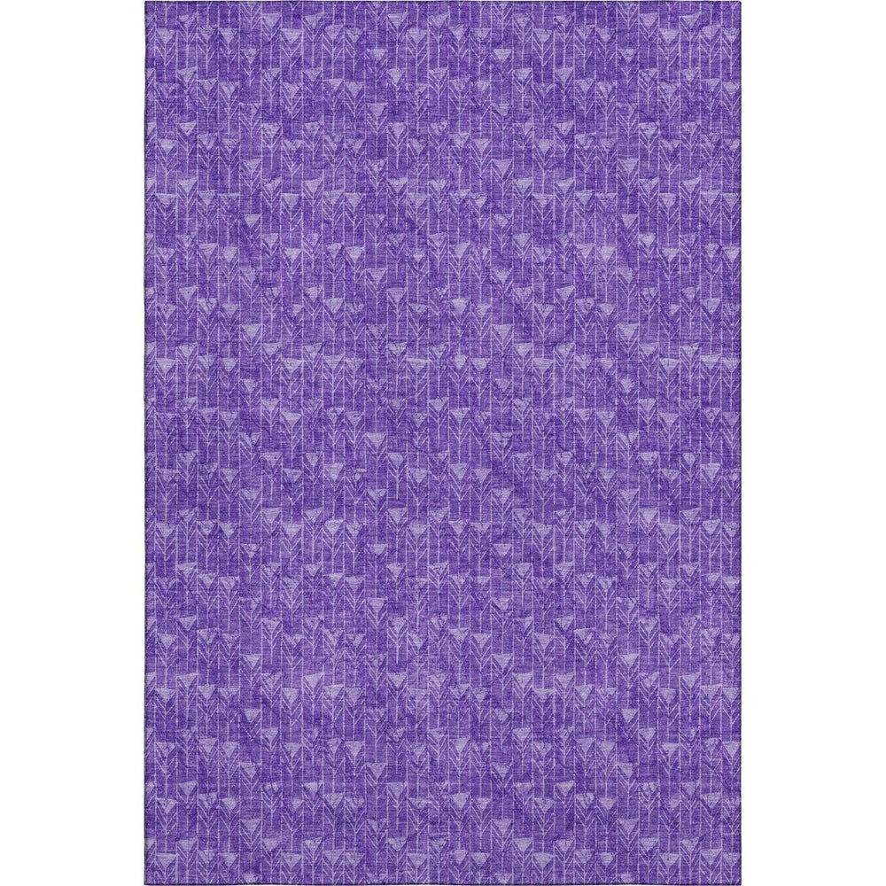 HomeRoots 5' X 8' Stylish Purple and Ivory Geometric Area Rug with UV Protection – Washable & Durable Design! 647106