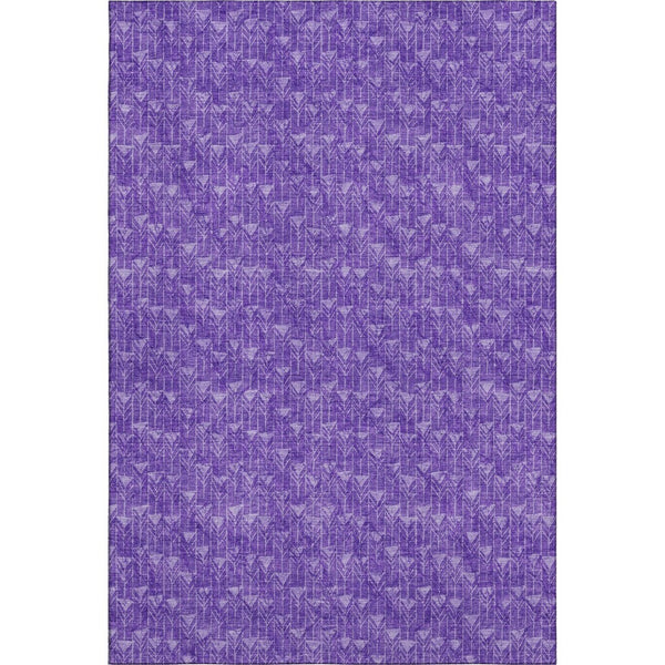 HomeRoots 5' X 8' Stylish Purple and Ivory Geometric Area Rug with UV Protection – Washable & Durable Design! 647106