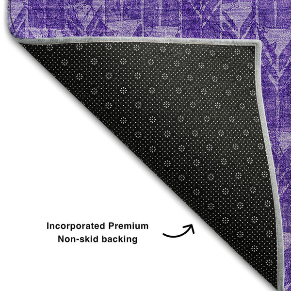 HomeRoots 5' X 8' Stylish Purple and Ivory Geometric Area Rug with UV Protection – Washable & Durable Design! 647106