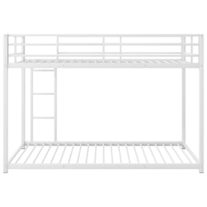 English Elm Twin Over Twin Metal Bunk Bed Low Profile with Full Guardrail Ladder Quiet Steel Frame Sturdy Support White MF285535AAK