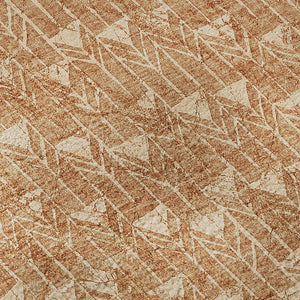 HomeRoots 8' Salmon and Ivory Geometric Round Rug - Washable, UV Protected, Durable for High-Traffic Spaces 647113