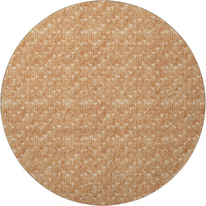 HomeRoots 8' Salmon and Ivory Geometric Round Rug - Washable, UV Protected, Durable for High-Traffic Spaces 647113