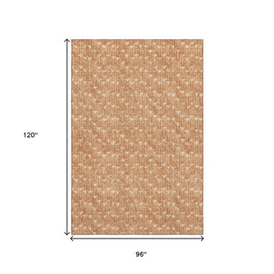 HomeRoots 8' X 10' Salmon and Ivory Geometric Area Rug - Washable, UV Protected, Durable for High-Traffic Spaces 647114