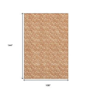 HomeRoots 9' Salmon & Ivory Geometric Area Rug - Washable, UV Protected, Durable for High-Traffic Spaces 647115
