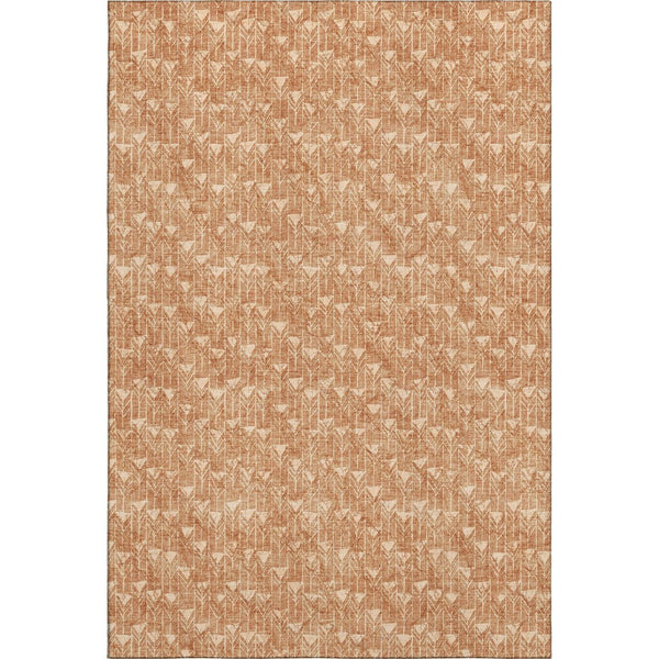 HomeRoots 9' Salmon & Ivory Geometric Area Rug - Washable, UV Protected, Durable for High-Traffic Spaces 647115