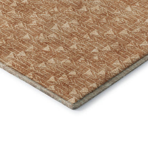 HomeRoots 9' Salmon & Ivory Geometric Area Rug - Washable, UV Protected, Durable for High-Traffic Spaces 647115