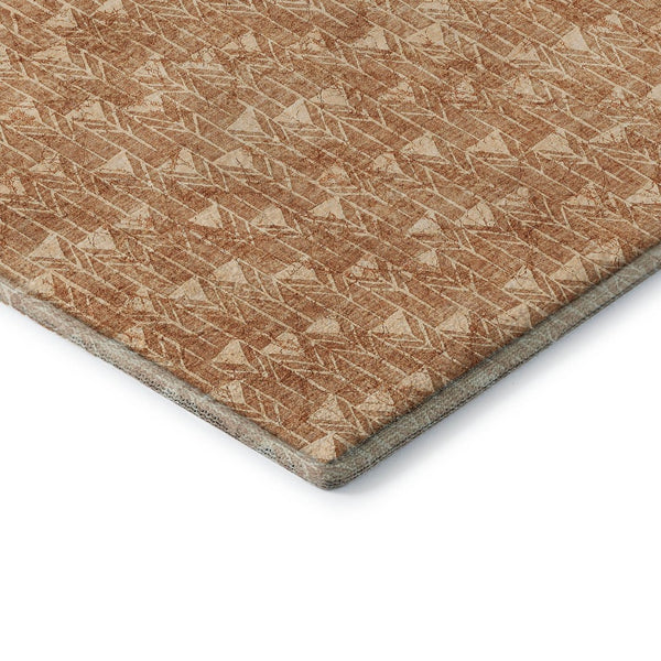 HomeRoots 9' Salmon & Ivory Geometric Area Rug - Washable, UV Protected, Durable for High-Traffic Spaces 647115