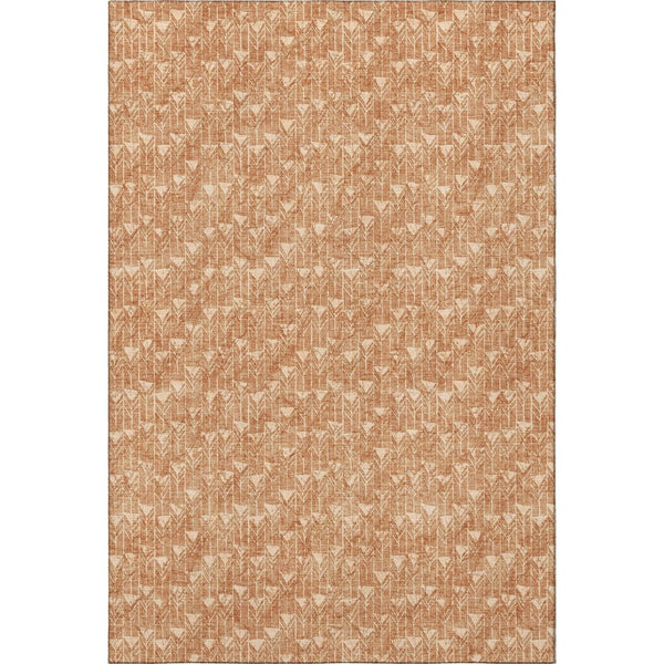 HomeRoots 10' X 14' Salmon & Ivory Geometric Area Rug – Washable, UV-Protected, Durable Design for High-Traffic Spaces 647116