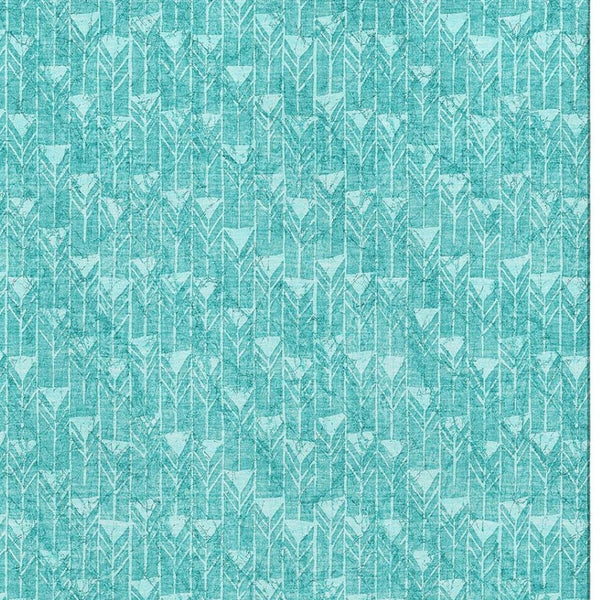 HomeRoots 5' X 8' Teal and Ivory Geometric Area Rug - Stylish, Washable, Stain Resistant, UV Protected Design 647118