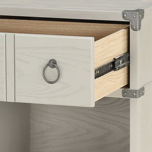 English Elm Grey 1-Drawer Nightstand with USB Charging Port, Open Shelf, Double Pull-Knobs, Compact 24.5"H B062P185698