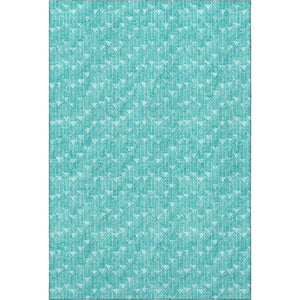 HomeRoots 8' X 10' Stylish Teal & Ivory Geometric Area Rug - Washable, UV Protected, Perfect for High-Traffic Areas 647120