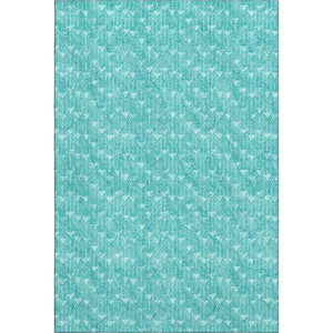 HomeRoots 9' X 12' Teal & Ivory Geometric Washable Area Rug - Durable, Stylish, UV Protected for High-Traffic Areas 647121