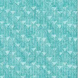 HomeRoots 9' X 12' Teal & Ivory Geometric Washable Area Rug - Durable, Stylish, UV Protected for High-Traffic Areas 647121