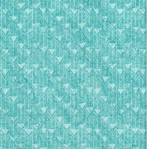 HomeRoots 9' X 12' Teal & Ivory Geometric Washable Area Rug - Durable, Stylish, UV Protected for High-Traffic Areas 647121
