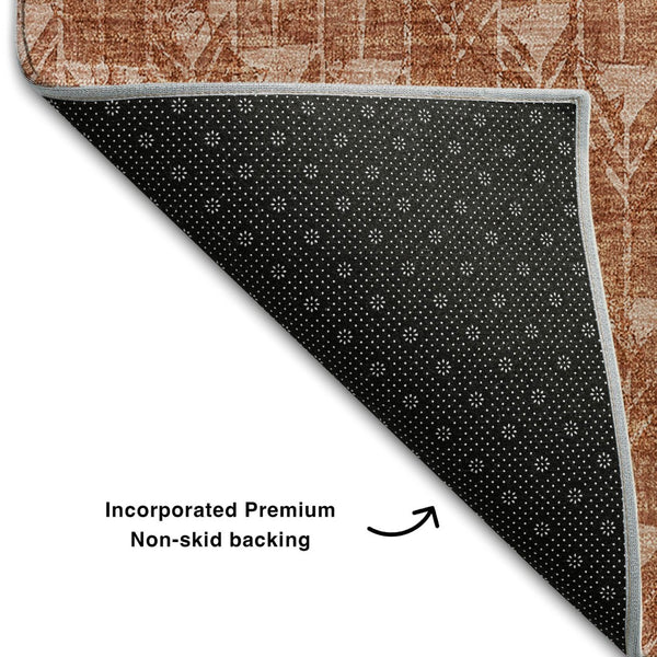HomeRoots 5' X 8' Terra Cotta & Ivory Geometric Area Rug – Washable, UV-Protected, Stain-Resistant Design 647124