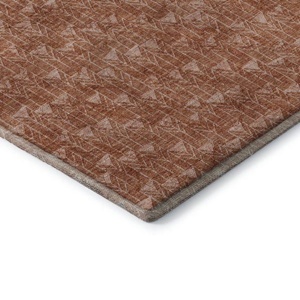 HomeRoots 5' X 8' Terra Cotta & Ivory Geometric Area Rug – Washable, UV-Protected, Stain-Resistant Design 647124