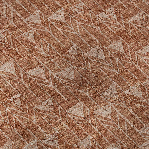 HomeRoots 5' X 8' Terra Cotta & Ivory Geometric Area Rug – Washable, UV-Protected, Stain-Resistant Design 647124