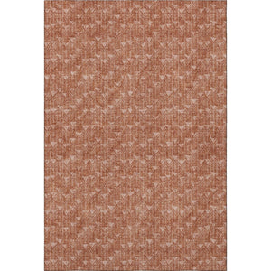 HomeRoots 5' X 8' Terra Cotta & Ivory Geometric Area Rug – Washable, UV-Protected, Stain-Resistant Design 647124